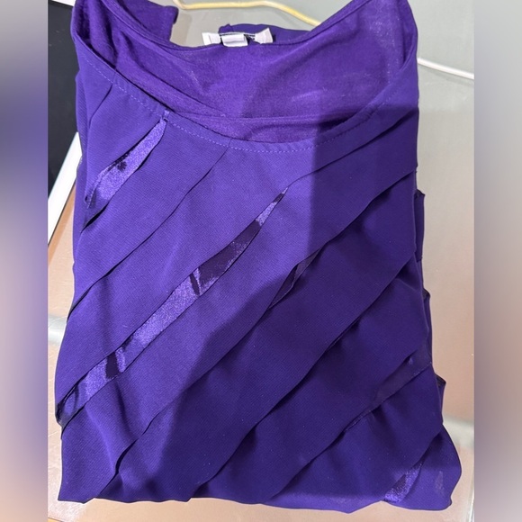 💜 Vintage Stunning Jaipur Purple Sleeveless Top with Satin Front Pleats - Size L - Picture 14 of 15